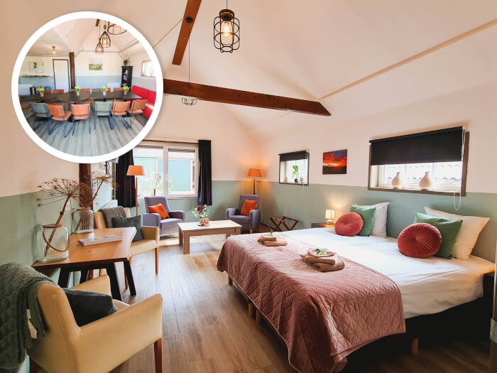 Vakantiehuis in De Veenhoop (Friesland) voor 11 personen met 4 slaapkamers.